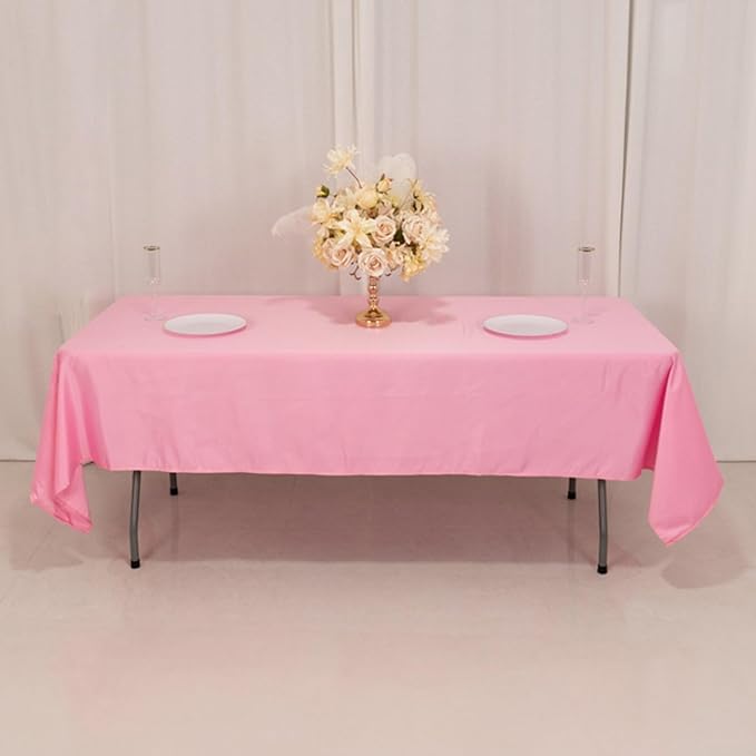 Efavormart Pink Seamless Lamour Satin Rectangle Tablecloth - 60"x102"