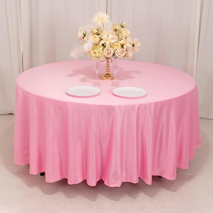 Efavormart Pink Seamless Lamour Satin Round Tablecloth - 108"
