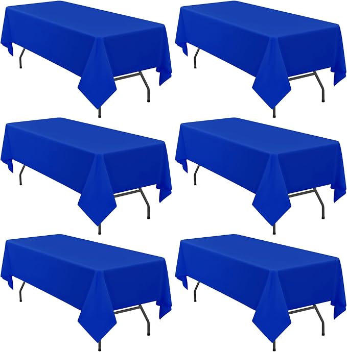 YMHPRIDE 6 Pack Royal Blue Polyester Tablecloths, 60 x 102 inch, Rectangular, Wrinkle Resistant, Machine Washable, Perfect for 6FT Tables, Wedding, Party, Banquet by YMHPRIDE
