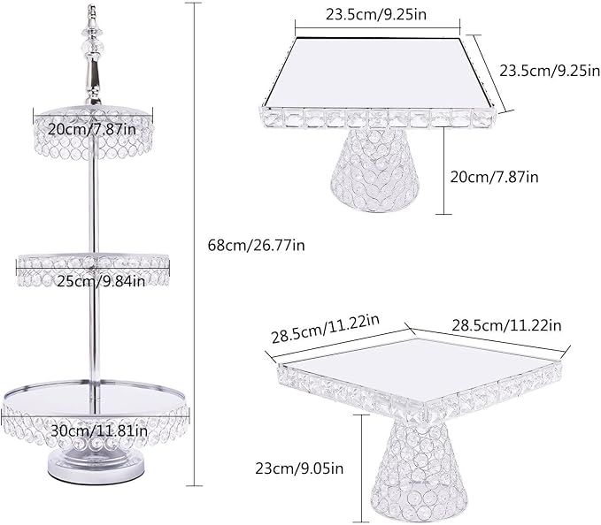 5 PCS Cake Stand Set,Crystal Dessert Table Display Set Tiered Cupcake Holder Candy Fruit Plate Decoration for Wedding Birthday Party Celebration - Image 2