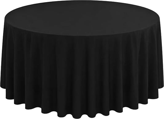 1 Pack Black Round Tablecloths, Diameter of 90 inch | Washable Polyester Table Cloth, Stain and Wrinkle Resistant Table Cover for Weddings, Parties, Banquets and Events by FXKS
