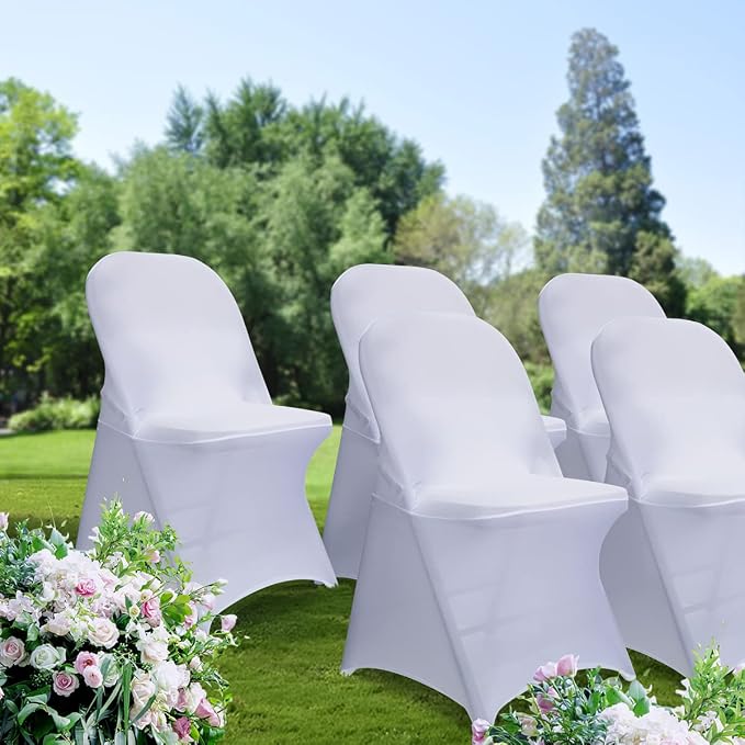 Babenest Stretch Spandex Folding Chair Covers for Wedding, 100PCS White | Upgraded Universal Washable, Fitted Chair Slipcovers Protector for Holidays, Banquet, Party, Easter Celebration - Image 8