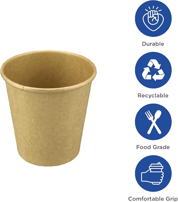 Karat 10 oz Coffee Cups, Disposable Paper Hot Cups Kraft, 90mm, 1000ct | C-K510K, Double Poly Lined, Leak-Resistant Design, Restaurants and Cafes, Tea Service, Hot/Cold Beverages - Image 2