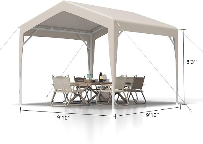 GarveeLife 10 x 10 ft Canopy Tent Commercial, Outdoor Canopy with Waterproof Oxford Fabric, Outdoor Party Tent Ideal for Party, Market, Wedding, Camping, BBQ, Outdoor Event