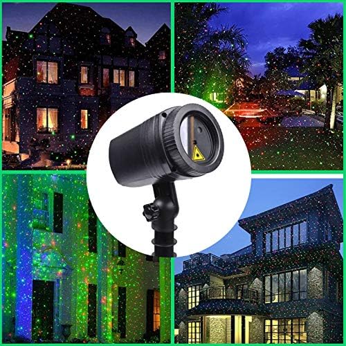 SecurityIng Outdoor Laser Light, Christmas Projector Light, Waterproof LED Landscape Spotlight with RF Remote Control, Red and Green Stars for Xmas Gift, Holiday, Party, Wedding, Garden, Home