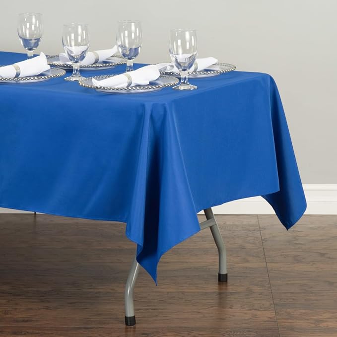 LTC LINENS 5 Pack Rectangle Tablecloths Royal Blue 60 x 126 Inch for 8 ft Rectangular Banquet Tables with Half-Drop - Stain and Wrinkle Resistant Polyester Fabric Cloth Table Covers for Wedding, Party - Image 3