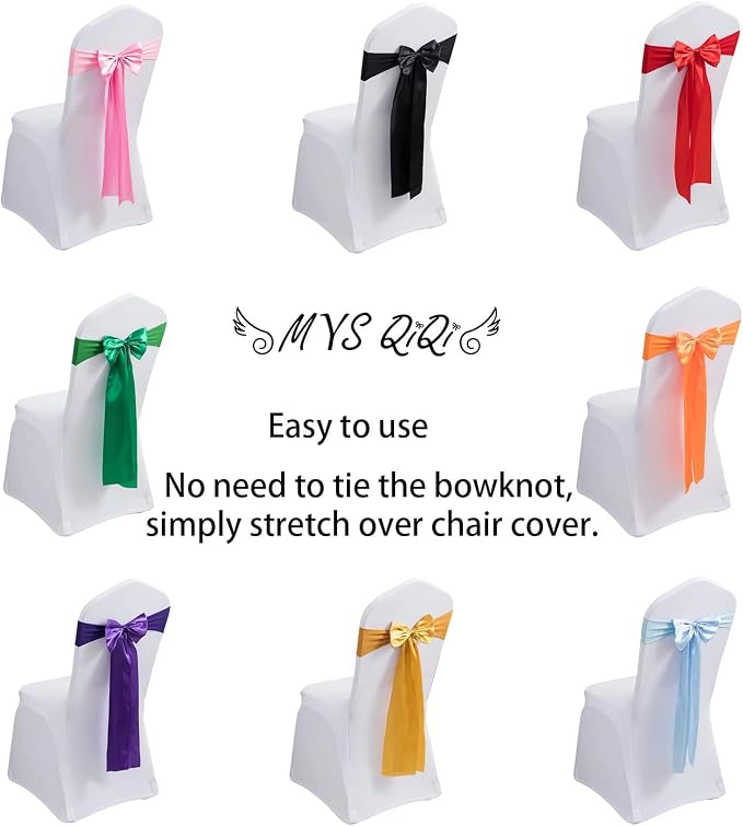 Emerald Green Chair Sashes - Pack of 10 Spandex Satin Ribbons Bows for Wedding Party Events Banquet Hotel Home Kitchen Decoration - Image 3