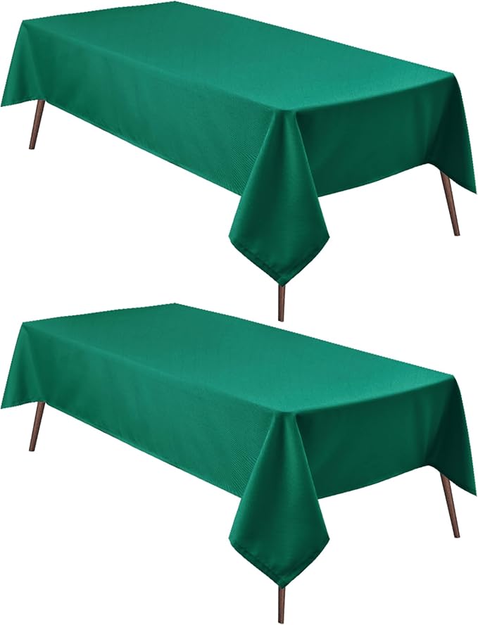 Hiasan 2 Pieces Square Tablecloth, Emerald Green, 54 x 54 Inch | Waterproof, Wrinkle Resistant, Washable Polyester Table Cloth for Dining Room/Birthday/Party/Christmas/Outdoor Picnic by Hiasan