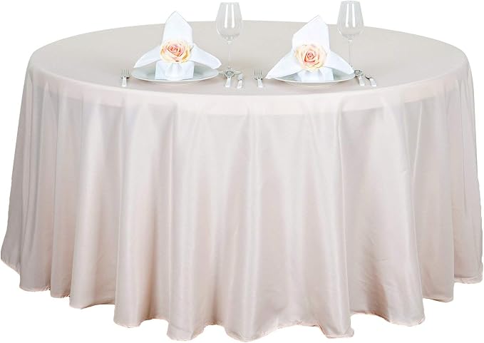 10 pcs 132 inch Blush Round Polyester Tablecloths Fabric Table Cover Linens | 132" Washable Fabric Table Cloth Covers for Wedding Party Polyester Reception Buffet Events Catering Dining Kitchen Dining by BalsaCircle