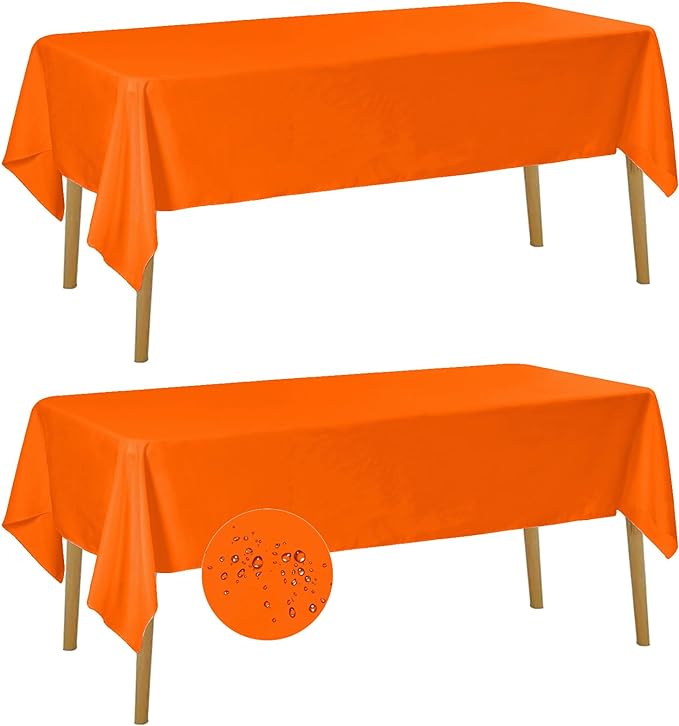 Fokitut 2 Pack Waterproof Rectangle Tablecloth, 60x120 Inch, Stain Resistant and Wrinkle Polyester Table Cloth, Fabric Table Cover for Kitchen Dining, Wedding, Party, Holiday Dinner-Orange by BalsaCircle