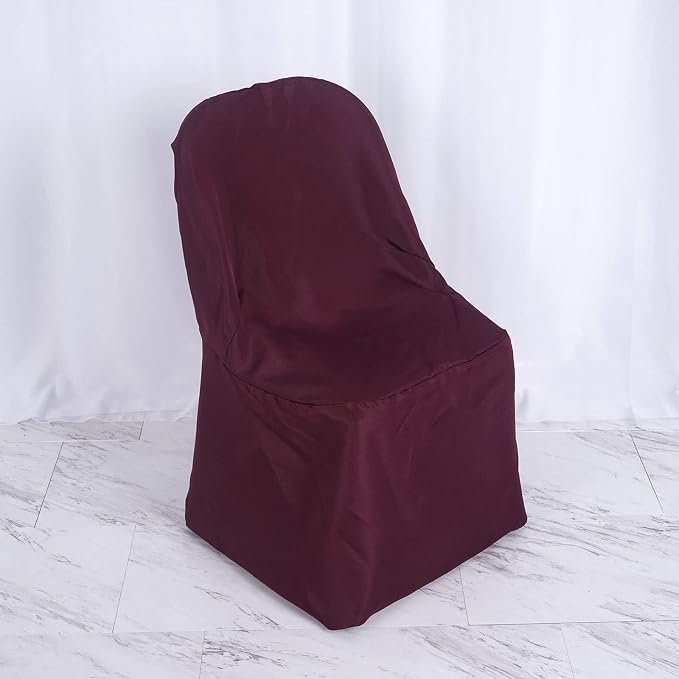 Efavormart 50 PCS Burgundy Linen Polyester Folding Chair Covers for Dining Chairs Party Wedding Banquet Outdoor Event Catering Slipcovers - Image 8