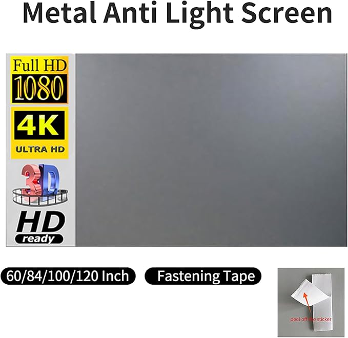 Projector Screen, 3D/4K/1080p HD Portable Projector Screen Outdoor Projector Screen for Movies, Games, Sports Games, Photos, Documents, Education (Diochecr9n2apsv0-3)