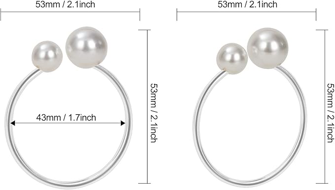 KPOSIYA Pearl Napkin Rings - Set of 50 Silver Napkin Holder Table Napkin Buckles for Dinning Table Setting Christmas Wedding Party Supplies (Silver 50)