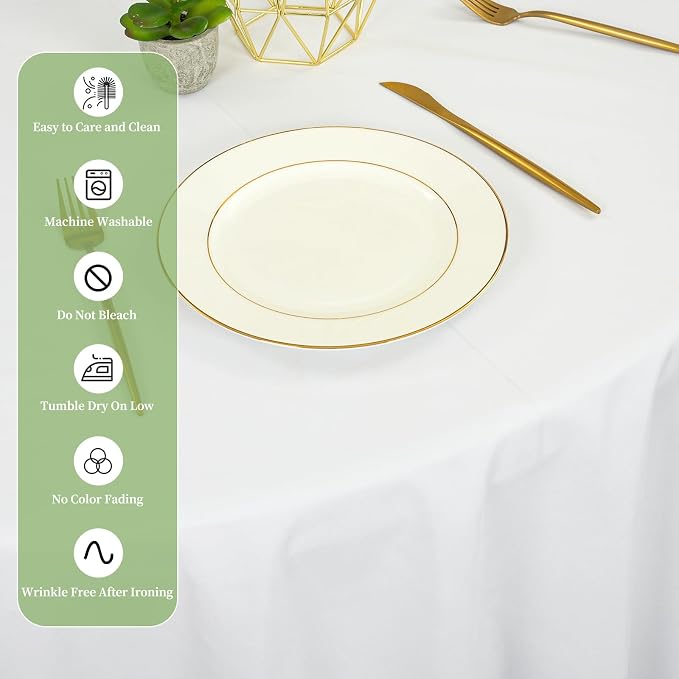 12 Pack Round Tablecloth 120 inch White Table cloths for Round Tables,Stain and Wrinkle Resistant Washable Polyester Tablecloths White Table Cloth 120 Inch Table Cloth for Wedding Party Birthday - Image 5