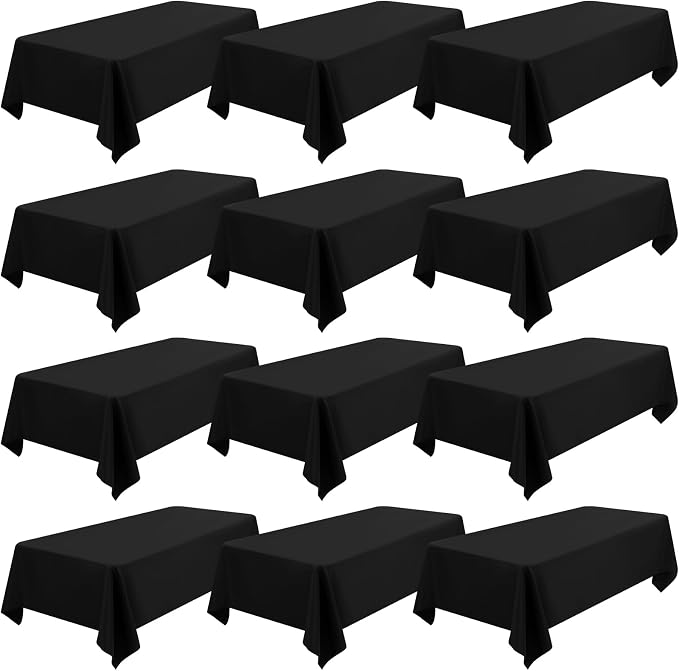 12 Pack Black Tablecloths for Rectangle Table 60x102 Inch by FXKS