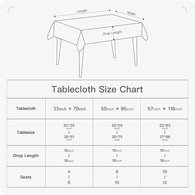 BALCONY & FALCON Rectangle Table Cloth Waterproof White 95"x55" | Rectangular Washable Wrinkle Resistant Table Cloth Linen Fabric Tablecloths for Dining Party Kitchen Wedding and Outdoor Use - Image 6
