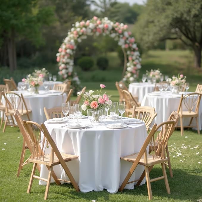 sancua White Round Tablecloth 120 Inch Fit 48-96 Inch Tables, 8 Pack | Circle Polyester Fabric Table cloth for Wedding Party Reception Banquet Birthday, Washable Formal Covers - Image 3