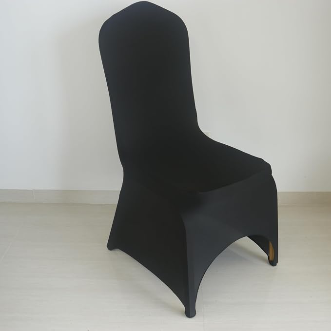 30 80 100Pieces White Wedding Chair Covers Stretch Polyester Spandex for Wedding Party Banquet Seat Covers (Black Arch, 80PCS) - Image 2