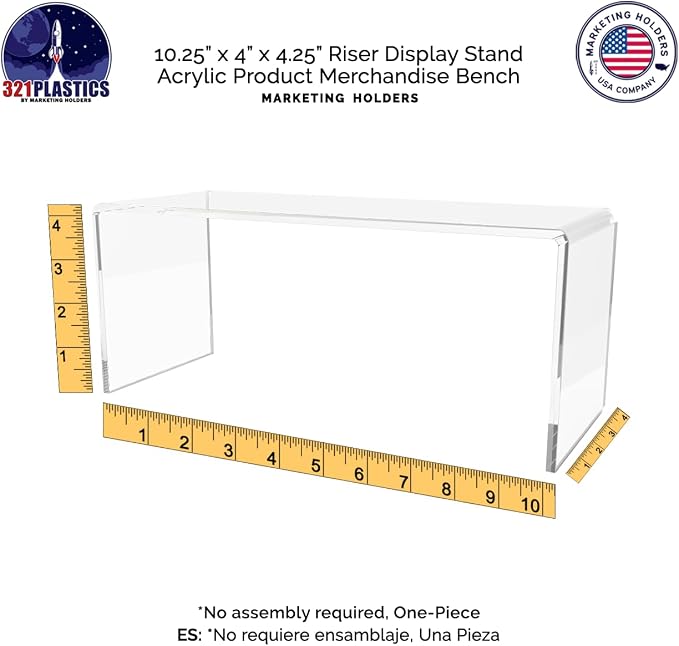 Marketing Holders 6 Pack Clear Acrylic Riser Stand 10” Wide x 4" Deep Display Riser to Organize Retail Countertops Merchandise Showcase Fixture Counter or Tabletop Platform - Image 7