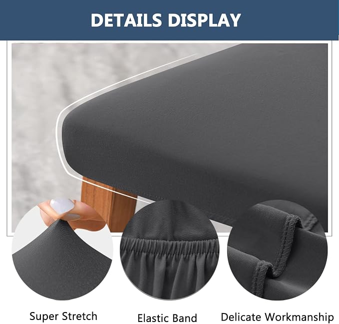 YOPOIY Solid Color XL Size Chair Cover for Dining Chairs, 2 4 6 Pack Milk Silk Fabric Kitchen Chair Slipcovers for Restaurant Hotel Party Banquet, Detachable Washable-Dark Grey-4 PCS - Image 4