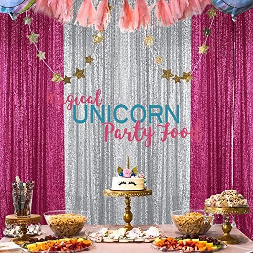 Sugargirl Silver Sequin Backdrop Curtain 2FTx8FT Glitter Background Drapes Sparkle Photography Backdrop for Party Wedding Birthday Wall Decor（2 Panels,Silver - Image 3