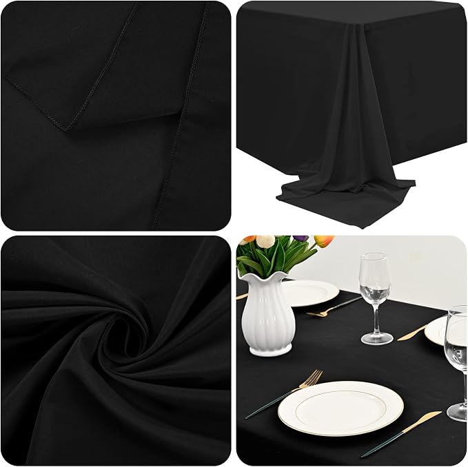 fani 8 Packs Black Tablecloth - 90 x 132 Inch for 6Ft Tables | Washable Polyester Fabric, Stain Wrinkle Resistant Rectangle Table Cloth for Wedding Banquets Parties Buffet Dining - Image 8