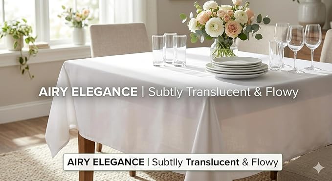 White Tablecloth 60x102 Inch for 6 Foot Tables, 1 Pack | Soft Silky Polyester, Wrinkle Resistant, Water Resistant Table Cover for Wedding, Dining, Party, Banquet, Reception - Image 6