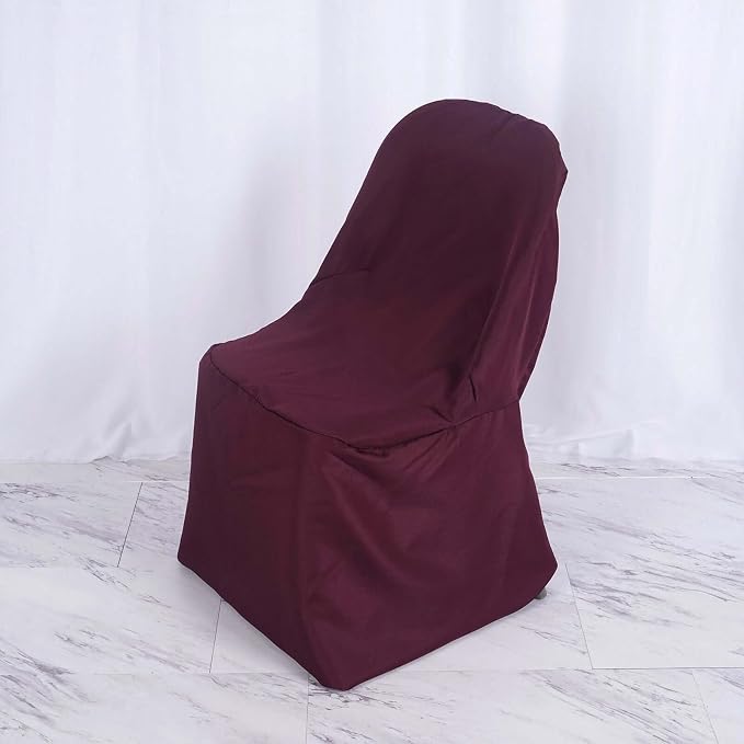 Efavormart 5 PCS Burgundy Linen Polyester Folding Chair Covers for Dining Chairs Party Wedding Banquet Outdoor Event Catering Slipcovers - Image 2