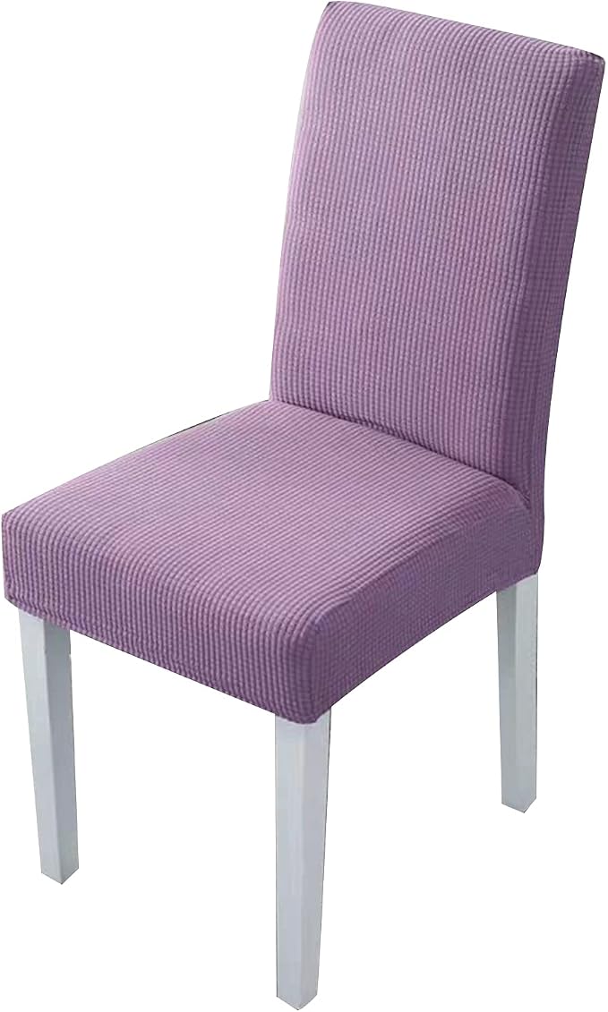 2PCS Dining Chair Covers Polyester Stretch Dining Room Chair Slipcovers Removable Available Waterproof and Washable Chair Covers for Kitchen、Banquet、Hotel and Party（Light Purple） by Unknown