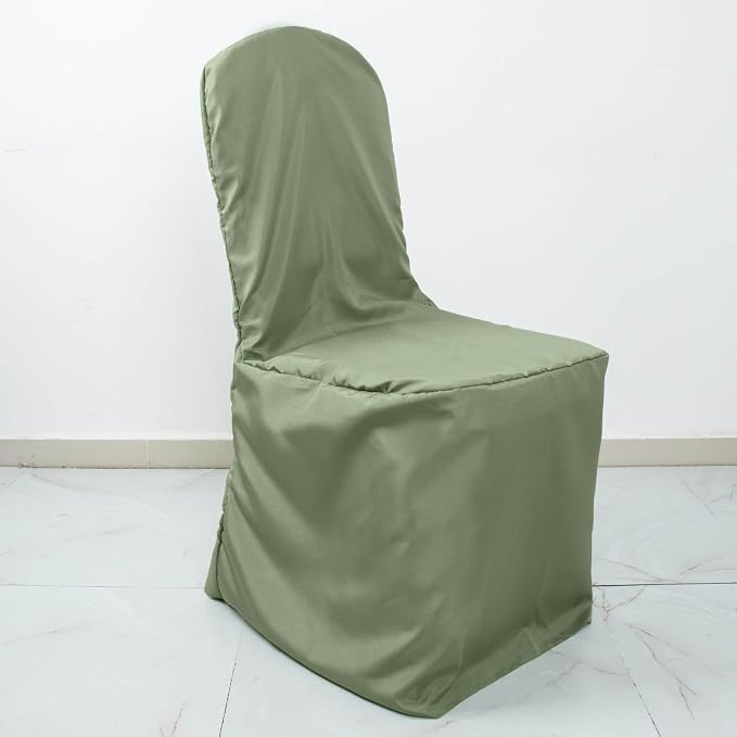 Efavormart 30PCS | Round Top Eucalyptus Sage Green Polyester Banquet Chair Covers Linen Dinning Chair slipcover for Wedding Party Event Catering - Image 6
