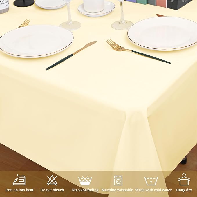 10 Pack Beige Tablecloths for 6ft Tables-60 x 102 Inch | Polyester Table Cover, Stain and Wrinkle Resistant Washable Fabric Table Cloth, Perfect for Wedding Banquet Parties - Image 7