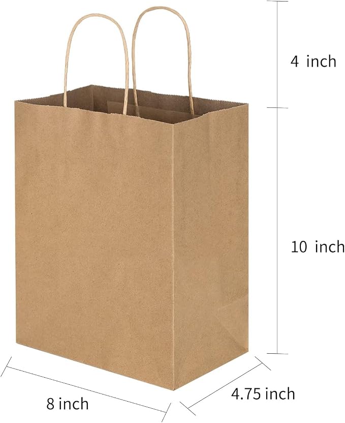 Jet Paper Bags - 50 Pack 11x6.5x11 Inch Medium Plain Brown Kraft Paper Bags with Handles Bulk, Gift Wrap Bags for Favors Grocery Retail Party Birthday Shopping Business Goody Craft Merchandise Take Out Sacks (Brown, Pack of 50) - Image 6