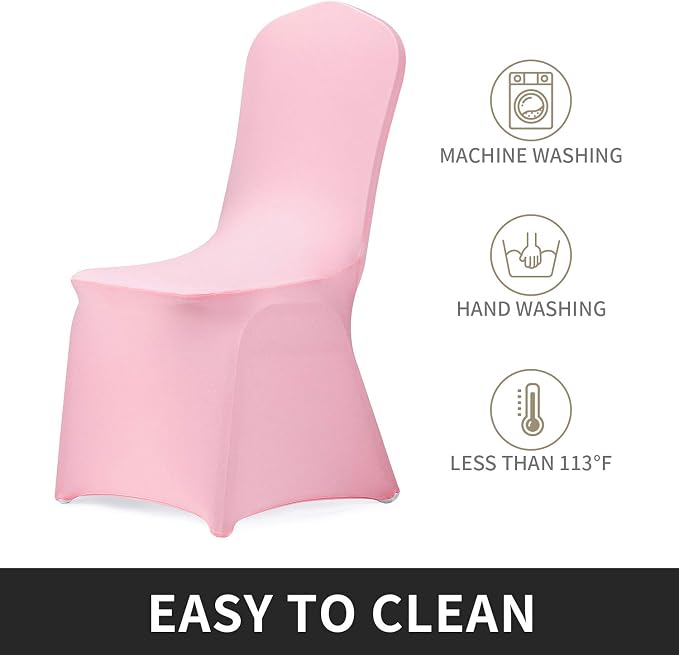Peomeise Stretch Spandex Chair Cover for Wedding Party Dining Banquet Event (Pink, 6) - Image 3