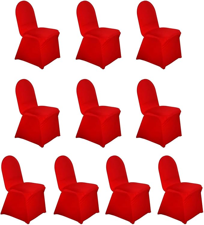 Efavormart 10 PCS Spandex Stretch Red Chair Covers Universal Banquet Chair Covers for Party Dining with Foot Pockets Washable Wedding Chair Slip Covers for Outdoor - Image 7