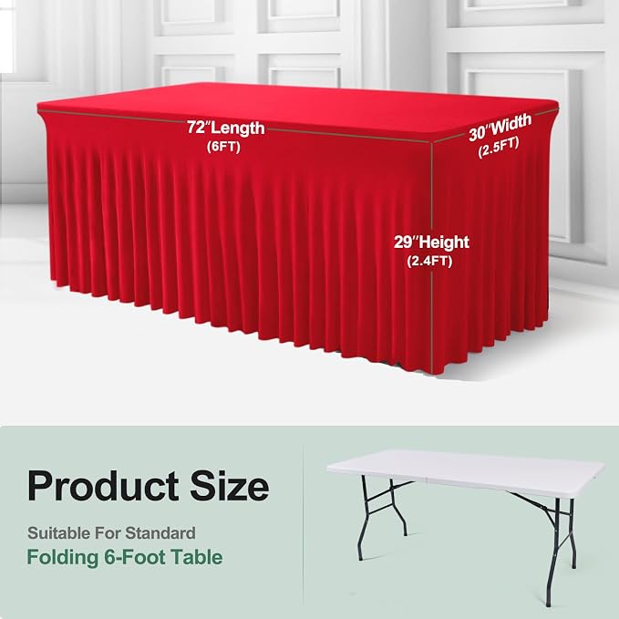 BDDC One-Piece Spandex Table Cloth Skirt for 6FT Rectangle Tables - Image 3