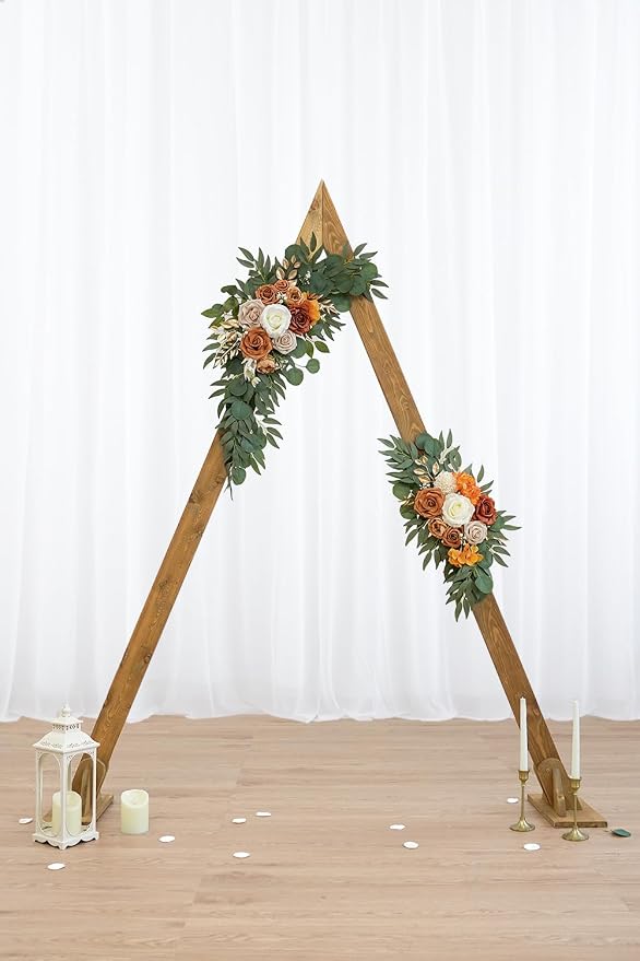 Olalaka Artificial Flower Swag Set of 2 for Wedding Welcome Signs Floral Decorations, Burnt Orange Wedding Arch Flowers for Wedding Ceremony - Image 7