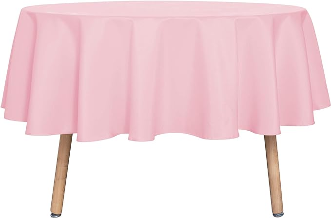 sancua Pink Round Tablecloth 60 Inch Diameter for 20-48 Inch Tables by sancua