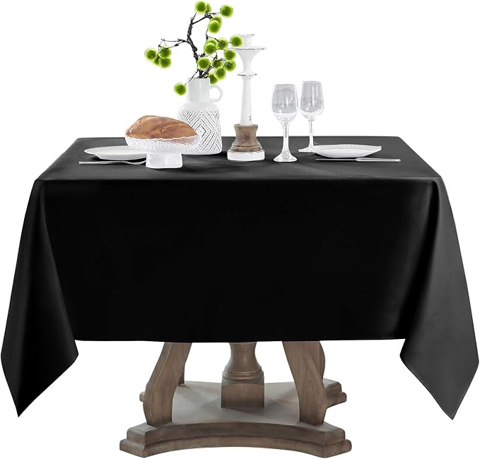 1 Pack Black Square Tablecloths 52x52 Inch for Dining Tables | Washable Decorative Linen Polyester Table Cover for Banquets Buffets Parties and Weddings by AOCOZHomeLifeMuseum