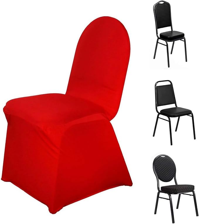 Efavormart 20 PCS Red Stretchy Spandex Fitted Banquet Chair Covers for Party Dining Chairs Wedding Banquet Outdoor Event Catering Slip Covers by efavormart