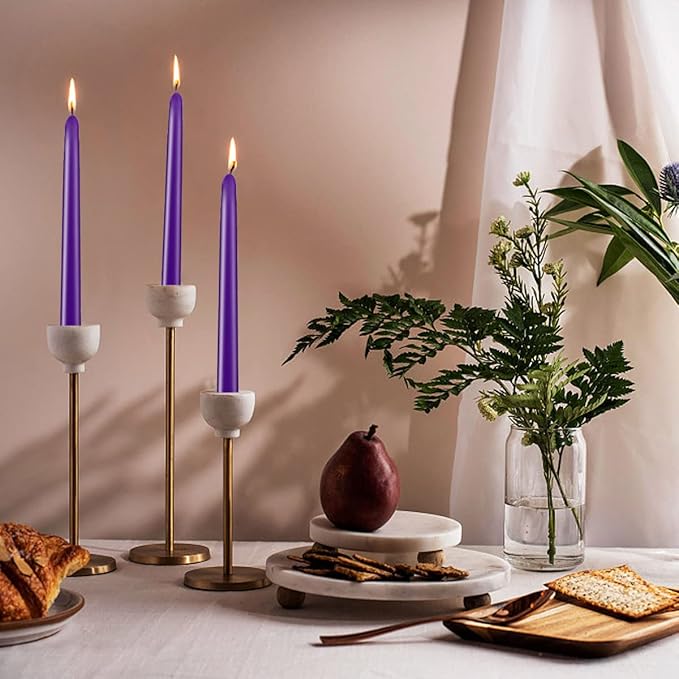 Purple 10-inch Set of 8 Cone-Shaped Candles, Perfect for Dinner - Smoke-Free and odorless Cone-Shaped Candles Burn for a Long time