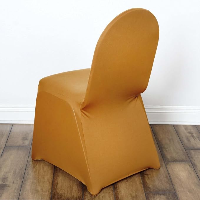 Efavormart Spandex Stretch Gold Chair Covers 100 PCS Universal Banquet Chair Covers for Party Dining with Foot Pockets Washable Wedding Chair Slip Covers for Outdoor - Image 3