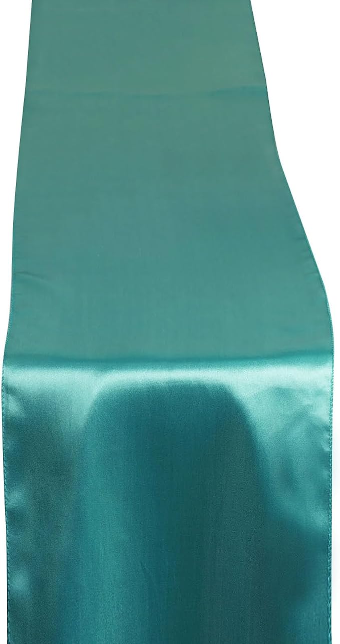Balsa Circle 5 pcs 12 x 108 inch Turquoise Satin Table Runners Wedding Table Top Party Supplies Reception Linens Decorations by BalsaCircle
