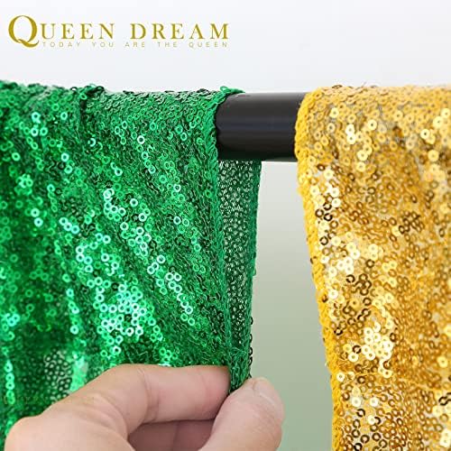 Green Sequin Backdrop 4 Panels 2FTx8FT Glitter Wedding Photo Backdrop - Image 5