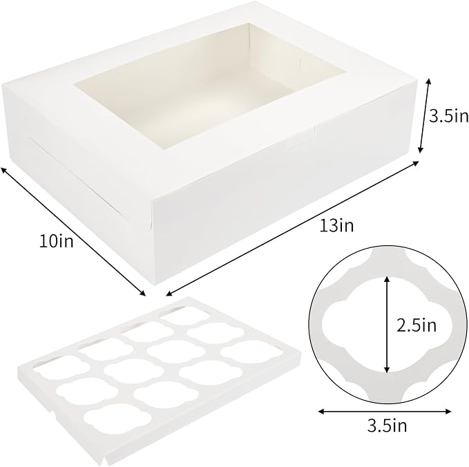 Moretoes 15pcs Cupcake Boxes, 12 Count Bakery Boxes with Windows & Inserts | 13x10x3.5 Inches Food-Grade Cupcake Containers Ideal for Muffins | for Birthday Holiday Party Bakery Supplies - Image 2