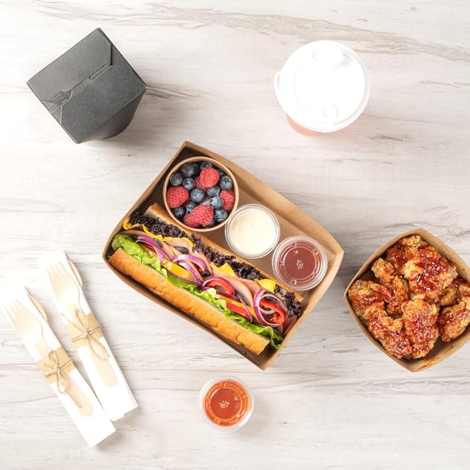 Restaurantware Bio Tek 8.4 x 6 x 3.5 Inch Burger Trays 100 Disposable Paper Food Trays - Recyclable Sturdy Black Paper Movie Snack Trays For Meals Snacks And Baked Goods - Image 9