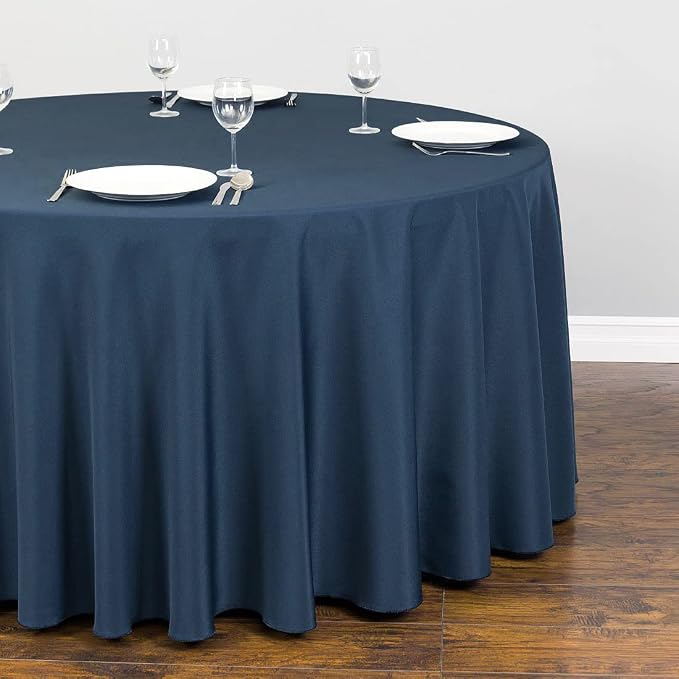LTC LINENS 5 Pack 108 Inch Round Tablecloths Navy Blue - Great for 48 Inch Round Table Floor Length - Wrinkle Resistant Polyester Fabric Cloth for Wedding - Image 2