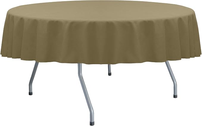 Ultimate Textile 72-Inch Round Cotton-Feel Tablecloth, Camel, 3 Pack by UltimateTextile