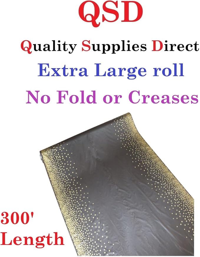 QSD Black with Gold Dots Banquet Tablecloth Roll-300 Feet Long (26 Colors) - NO Folds or Creases (Super Fast Set UP) - Quality Supplies Direct - Image 6