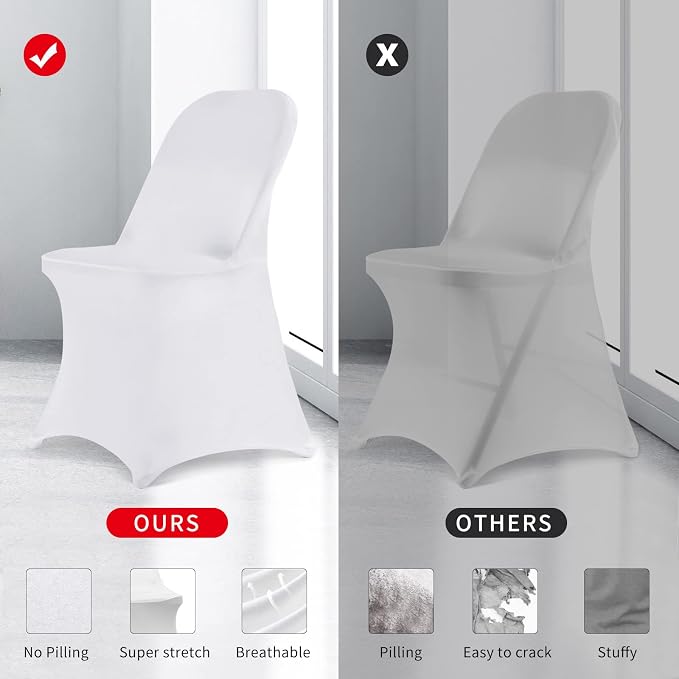 HAINARverS Folding Chair Covers for Wedding, 10PCS White | Stretch Spandex Washable Fabric Chair cover, Decoration Chair Cover for Wedding, Party, Banquet, Birthday, Conference, Event - Image 5