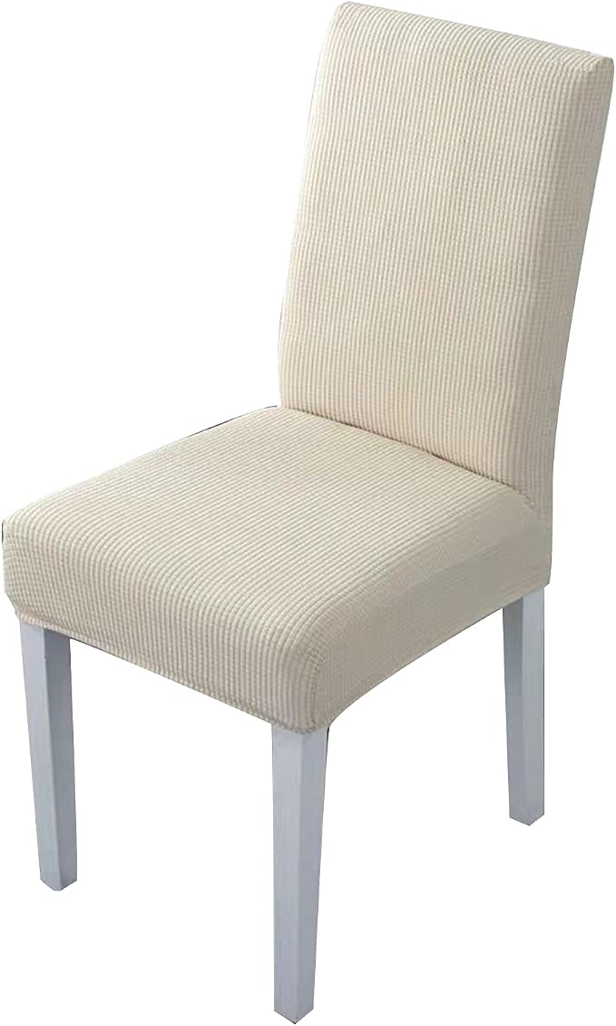 2PCS Dining Chair Covers Polyester Stretch Dining Room Chair Slipcovers Removable Available Waterproof and Washable Chair Covers for Kitchen、Banquet、Hotel and Party（Cream Color） by Unknown